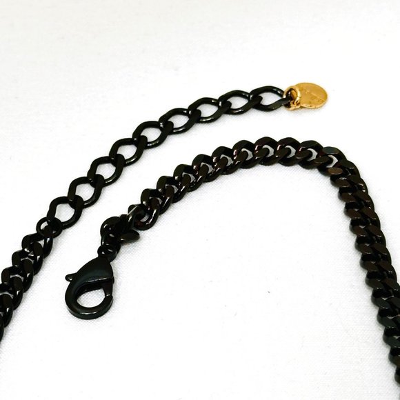 Stella & Dot Boho Necklace w/Black Chain and Gold Feather/Leaf Dangles - Picture 4 of 5